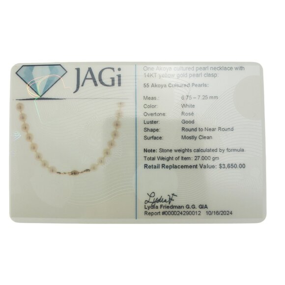 Akoya Cultured Pearl Necklace with 14K Yellow Gold Closure #19461 - Picture 12 of 12